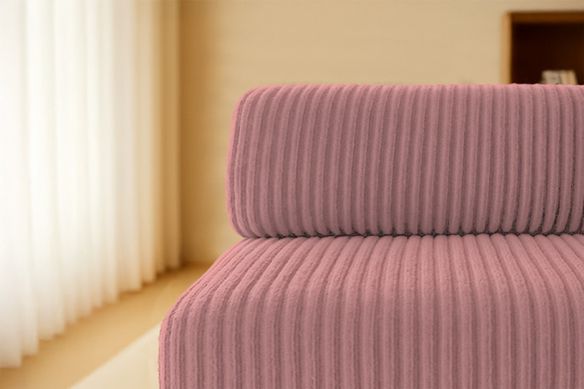 Canapé droit convertible 3 places - Velours côtelé XL - Rose
