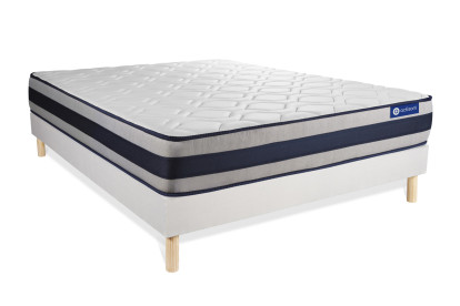 Ensemble Matelas Sommier 200x200 cm - Sommier Blanc (en kit) - Actiflex Ergo
