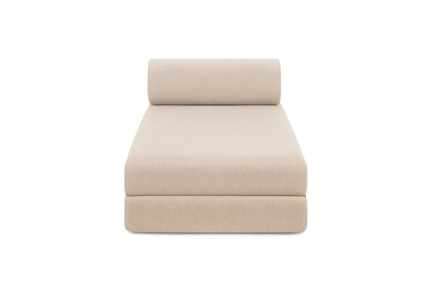 Canapé d'angle convertible 5 places - Tissu lisse - Beige