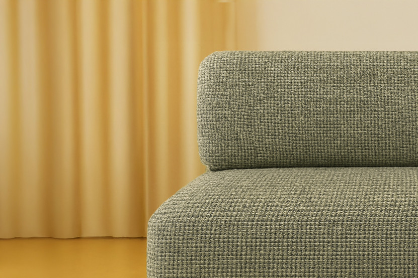 Canapé droit convertible 3 places - Tissu tweed - Vert