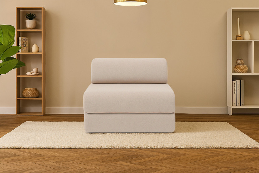 Fauteuil convertible et modulable - Tissu lisse - Beige