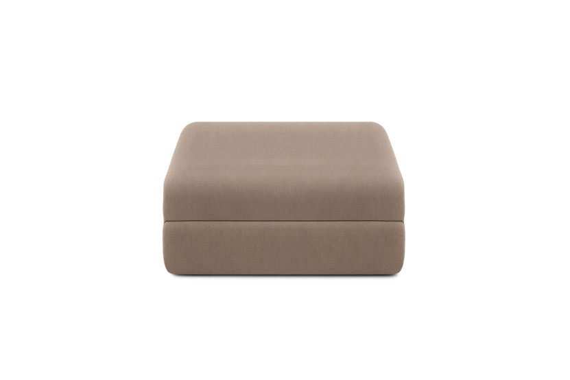 Canapé d'angle 6 places - 3 modules convertibles : Canapé 3 places + Fauteuil + Pouf - Tissu lisse Marron