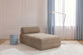 Méridienne convertible et modulable - Velours côtelé XL Marron