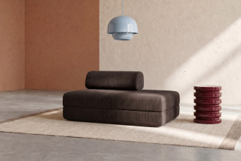 Canapé 2 places convertible et modulable - Velours côtelé Marron