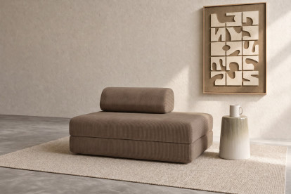 Canapé 2 places convertible et modulable - Velours côtelé Taupe