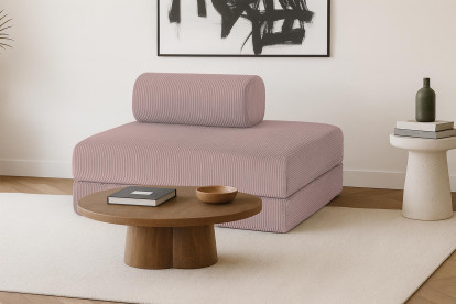Canapé 2 places convertible et modulable - Velours côtelé Rose pâle