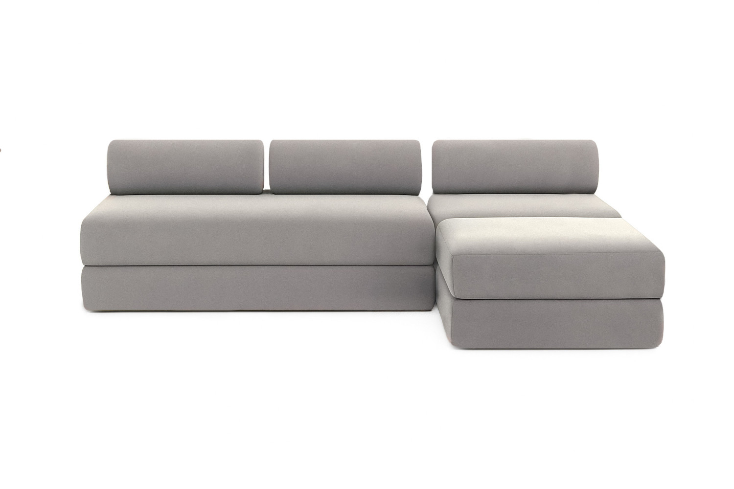 Canapé d'angle convertible droit VEGAS tissu gris clair - Canapé