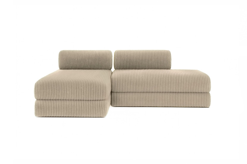 Canapé d'angle 5 places - 2 modules convertibles : Canapé 2 places + Méridienne - Velours côtelé XL Taupe