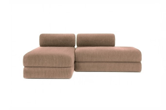 Canapé d'angle convertible 5 places - Velours côtelé XL - Marron
