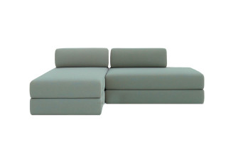 Canapé d'angle convertible 5 places - Tissu lisse - Vert