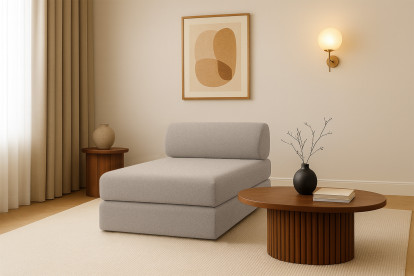 Méridienne convertible et modulable - Tissu lisse Taupe