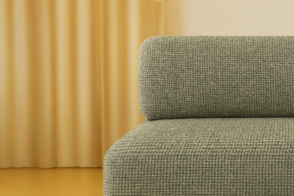 Canapé 3 places - 2 modules convertibles : Canapé 2 places + Fauteuil - Tissu tweed Vert