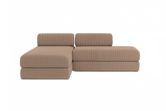 Canapé d'angle convertible 5 places - Velours côtelé - Taupe