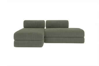 Canapé d'angle convertible 5 places - Velours côtelé XL - Vert