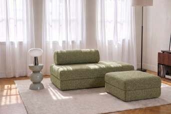 Pouf convertible et modulable - Tissu tweed Vert