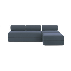 Canapé D'angle Convertible WADE 3 Places - Bleu - Neuf - HAPPY GARDEN