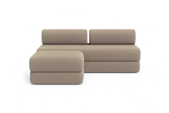 Canapé d'angle convertible 4 places - Tissu lisse - Taupe