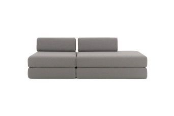 Canapé 3 places - 2 modules convertibles : Canapé 2 places + Fauteuil - Tissu lisse Gris