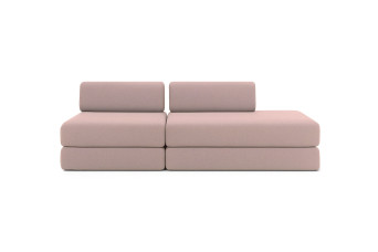 Canapé 3 places - 2 modules convertibles : Canapé 2 places + Fauteuil - Tissu lisse Rose