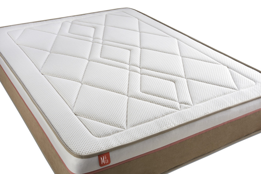 Pack lit complet 160x200 cm - Matelas + 2 Sommiers Beiges + 2 oreillers + Couette - Le Soyeux
