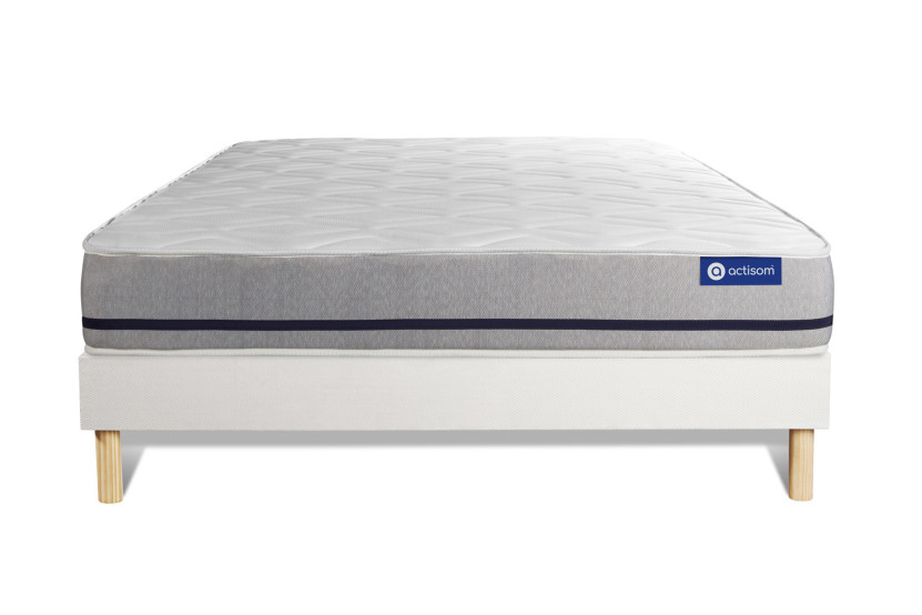 Ensemble Matelas Sommier 160x220 cm - Sommier Blanc (en kit) - Actimemo Soft