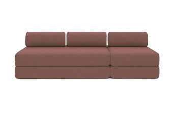 Canapé 4 places - 2 modules convertibles : Canapé 3 places + Fauteuil - Tissu lisse Terracotta