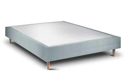 Lit 150x190 cm - Sommier tapissier H35 cm + tête de lit tapissée - Tissu Velours Gris Bleuté
