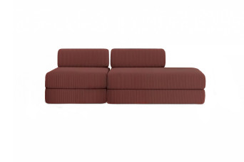 Canapé 3 places - 2 modules convertibles : Canapé 2 places + Fauteuil - Velours côtelé Rouge