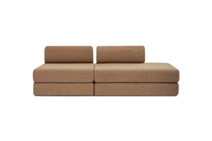 Canapé 3 places - 2 modules convertibles : Canapé 2 places + Fauteuil - Tissu tweed Marron