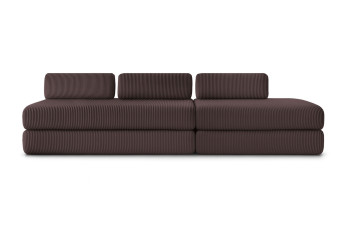 Canapé 5 places - 2 modules convertibles : Canapé 3 places + Canapé 2 places - Velours côtelé Marron