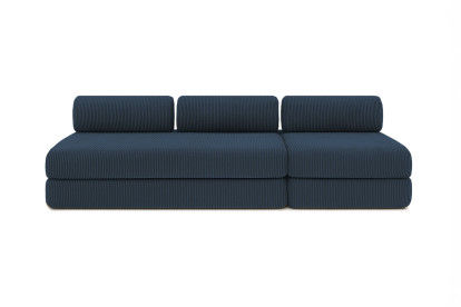 Canapé 4 places - 2 modules convertibles : Canapé 3 places + Fauteuil - Velours côtelé Bleu
