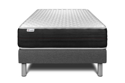 Ensemble Matelas Sommier 90x190 cm - Sommier Gris (déjà monté) - Vitalmemo One