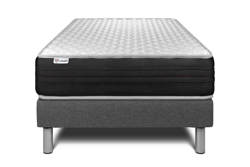 Ensemble Matelas Sommier 90x190 cm - Sommier Gris (déjà monté) - Vitalmemo One Ensemble Matelas Sommier 90x190 cm - Sommier Gris (déjà monté) - Vitalmemo One
