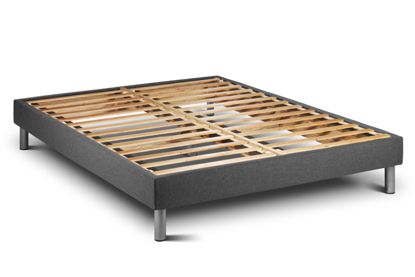Pack lit complet 140x200 cm - Matelas + Sommier Gris (en kit) + 2 oreillers + Couette - Vital Ergo