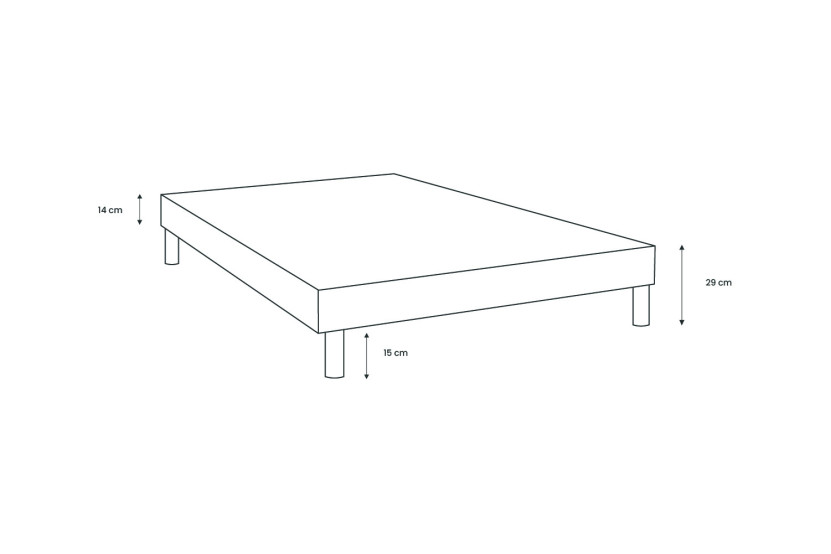 Lit 90x200 cm - Sommier à lattes H29 cm + tête de lit capitonnée - Tissu Toile natté Beige Brun