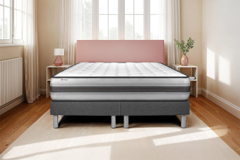 Ensemble Matelas Sommier 200x200 cm - 2 Sommiers Gris - Vitalpower Recover