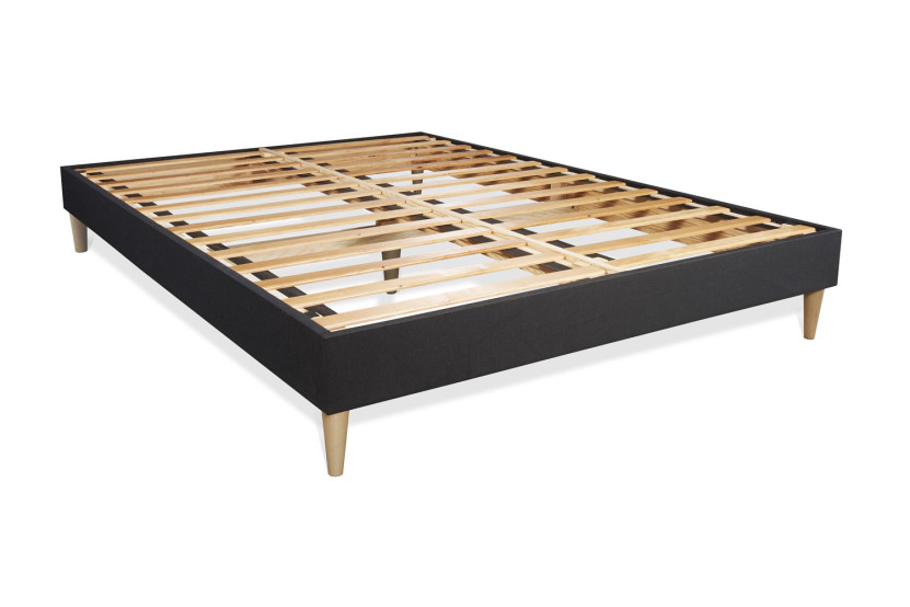Ensemble Matelas Sommier 160x200 cm - Sommier Noir (en kit) - Buckingham