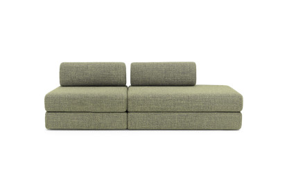 Canapé 3 places - 2 modules convertibles : Canapé 2 places + Fauteuil - Tissu tweed Vert