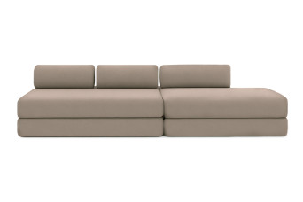 Canapé 5 places - 2 modules convertibles : Canapé 3 places + Canapé 2 places - Tissu lisse Taupe