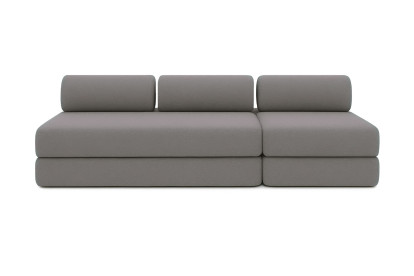 Canapé 4 places - 2 modules convertibles : Canapé 3 places + Fauteuil - Tissu lisse Gris