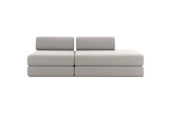 Canapé 3 places - 2 modules convertibles : Canapé 2 places + Fauteuil - Tissu lisse Gris clair