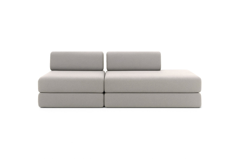 Canapé 3 places - 2 modules convertibles : Canapé 2 places + Fauteuil - Tissu lisse Gris clair
