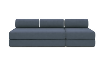 Canapé 4 places - 2 modules convertibles : Canapé 3 places + Fauteuil - Tissu lisse Bleu