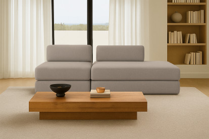 Canapé 3 places - 2 modules convertibles : Canapé 2 places + Fauteuil - Tissu lisse Taupe