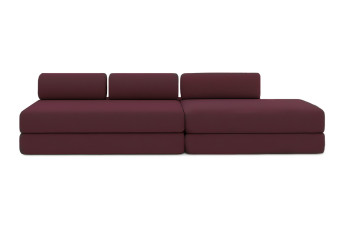 Canapé 5 places - 2 modules convertibles : Canapé 3 places + Canapé 2 places - Tissu lisse Rouge Canapé 5 places - 2 modules convertibles : Canapé 3 places + Canapé 2 places - Tissu lisse Rouge