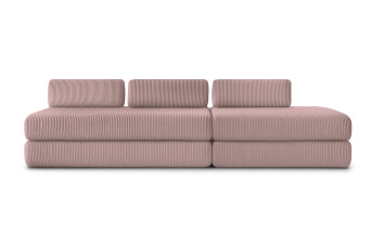 Canapé 5 places - 2 modules convertibles : Canapé 3 places + Canapé 2 places - Velours côtelé Rose pâle