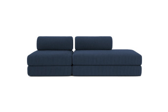 Canapé 3 places - 2 modules convertibles : Canapé 2 places + Fauteuil - Velours côtelé XL Bleu
