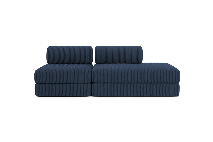 Canapé 3 places - 2 modules convertibles : Canapé 2 places + Fauteuil - Velours côtelé XL Bleu
