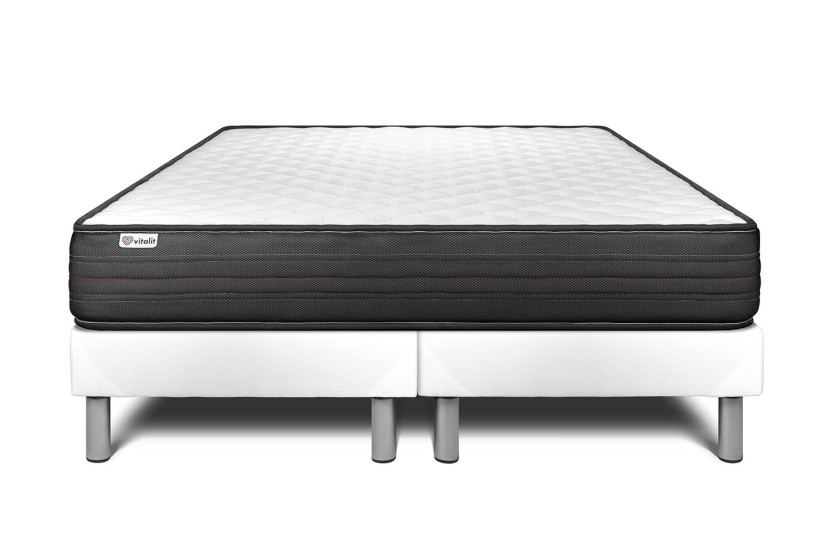 Ensemble Matelas Sommier 160x200 cm - 2 Sommiers Blanc - Vitalpower Ensemble Matelas Sommier 160x200 cm - 2 Sommiers Blanc - Vitalpower