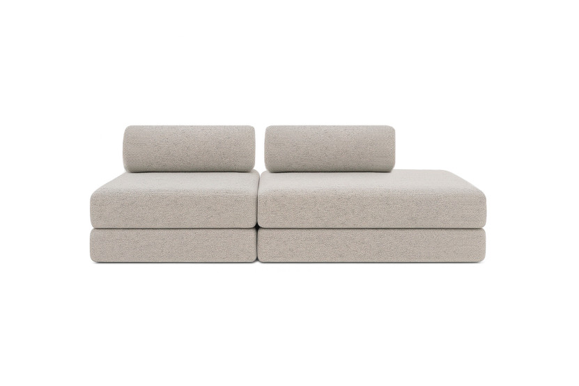 Canapé 3 places - 2 modules convertibles : Canapé 2 places + Fauteuil - Tissu extérieur Gris